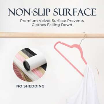 HOUSE DAY Lt Pink Velvet Hangers 60 Pack, Non Slip Clothes Felt Hanger Heavy Duty for Coat, Premium Slim Space Saving Suit Hangers for Closet Organizer, 360° Rotating Silver Hook