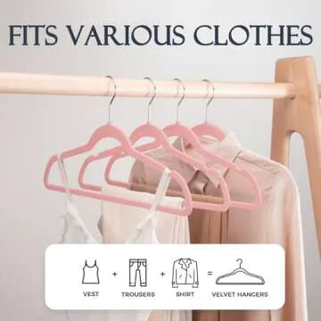HOUSE DAY Lt Pink Velvet Hangers 60 Pack, Non Slip Clothes Felt Hanger Heavy Duty for Coat, Premium Slim Space Saving Suit Hangers for Closet Organizer, 360° Rotating Silver Hook