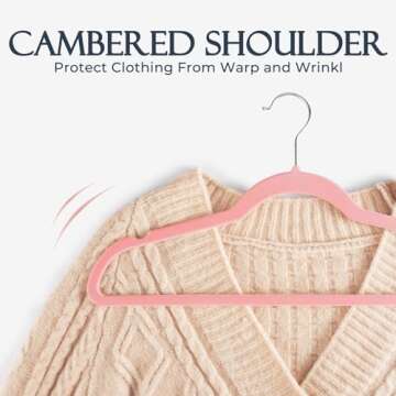 HOUSE DAY Lt Pink Velvet Hangers 60 Pack, Non Slip Clothes Felt Hanger Heavy Duty for Coat, Premium Slim Space Saving Suit Hangers for Closet Organizer, 360° Rotating Silver Hook