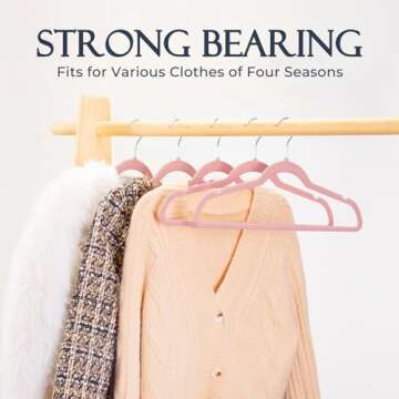 HOUSE DAY Lt Pink Velvet Hangers 60 Pack, Non Slip Clothes Felt Hanger Heavy Duty for Coat, Premium Slim Space Saving Suit Hangers for Closet Organizer, 360° Rotating Silver Hook