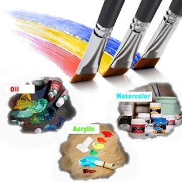 Amagic 9Pcs Flat Tipped Art Paintbrush Set with Storage Container - Anti-Shedding Synthetic Nylon with Long Handle - Paint Brush for Watercolor, Acrylics, Ink, Gouache, Oil, Tempera