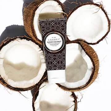 LaLicious Sugar Coconut Weightless Hand Cream - Natural Hand & Cuticle Lotion with Mango Butter & Milk Thistle - Cruelty-Free Skin & Body Moisturizing Cream (3oz)