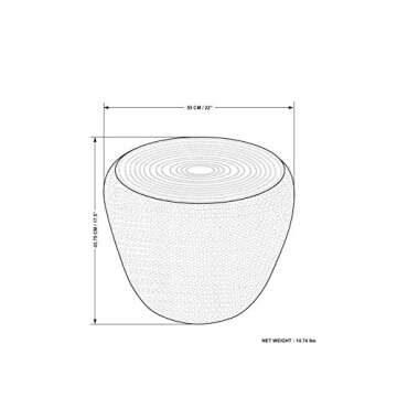 SIMPLIHOME Preston Modern Industrial 22 inch Wide Metal Side Table in Antique Gold, Fully Assembled, End, Bedside Table and Nightstand, for the Living Room and Bedroom