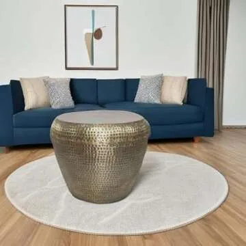 SIMPLIHOME Preston Modern Industrial 22 inch Wide Metal Side Table in Antique Gold, Fully Assembled, End, Bedside Table and Nightstand, for the Living Room and Bedroom