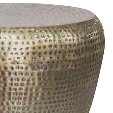 SIMPLIHOME Preston Modern Industrial 22 inch Wide Metal Side Table in Antique Gold, Fully Assembled, End, Bedside Table and Nightstand, for the Living Room and Bedroom