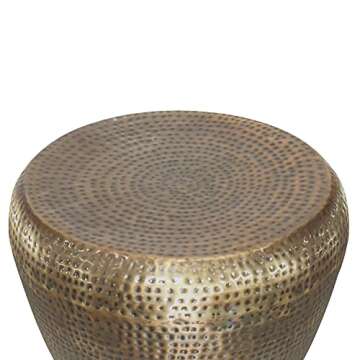 SIMPLIHOME Preston Modern Industrial 22 inch Wide Metal Side Table in Antique Gold, Fully Assembled, End, Bedside Table and Nightstand, for the Living Room and Bedroom