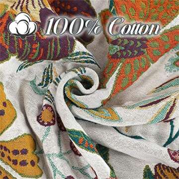 MSGKV Boho Throw Blanket for Bed Couch, 100% Cotton Boho Blankets 80''x 90'', Reversible Versatile B...