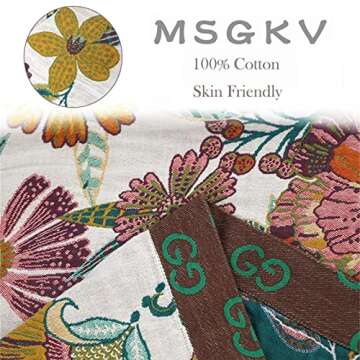 MSGKV Boho Throw Blanket for Bed Couch, 100% Cotton Boho Blankets 80''x 90'', Reversible Versatile Blanket Muslin Blanket, Super Soft Warm Blanket Boho Bedding Queen Size and King Size