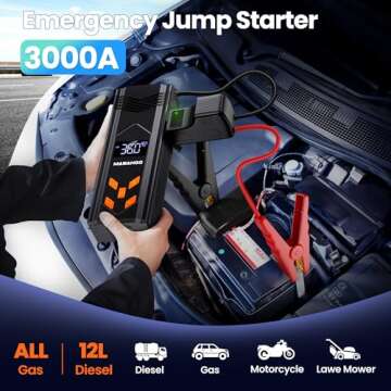 Powerful 3000A Jump Starter with Air Compressor