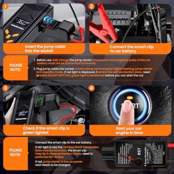 Powerful 3000A Jump Starter with Air Compressor