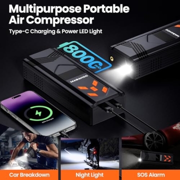 Powerful 3000A Jump Starter with Air Compressor