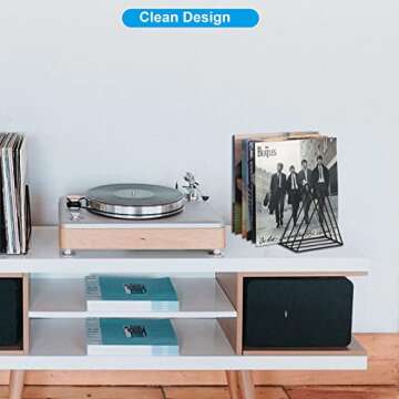 EASEPRES Vinyl Record Holder Storage, 9 Slot Metal Magazine Book Album Display Rack, Stylish Triangl...