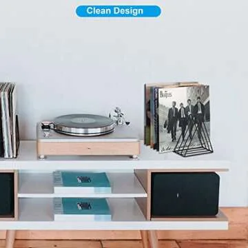 EASEPRES Vinyl Record Holder Storage, 9 Slot Metal Magazine Book Album Display Rack, Stylish Triangl...