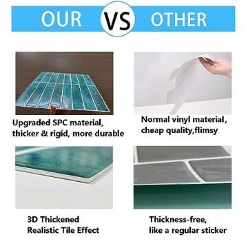 AdoDecor Peel and Stick Tile，New Upgrade Thicker Design Self Adhesive 12" x 12" Large Premium Peel and Stick Backsplash for Kitchen,Bathroom, Living Room, RV Etc（10-Sheet）.