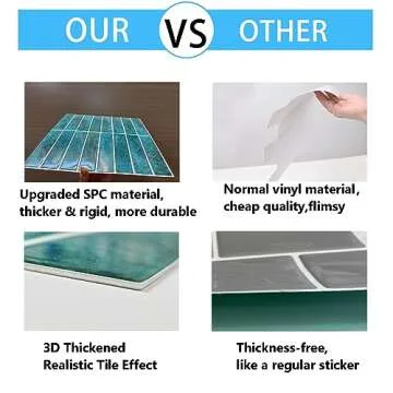 AdoDecor Peel and Stick Tile，New Upgrade Thicker Design Self Adhesive 12" x 12" Large Premium Peel and Stick Backsplash for Kitchen,Bathroom, Living Room, RV Etc（10-Sheet）.