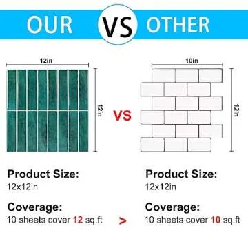 AdoDecor Peel and Stick Tile，New Upgrade Thicker Design Self Adhesive 12" x 12" Large Premium Peel and Stick Backsplash for Kitchen,Bathroom, Living Room, RV Etc（10-Sheet）.