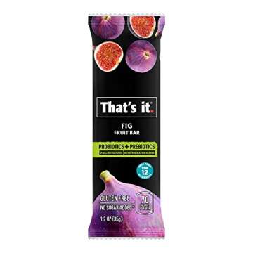 That's it. Fig Probiotic Fruit Bar Pack,. Just Real Fruit + Probiotics, 70 Calories Per Bar, All Natural, 2- Ingredients, Shelf Stable, Allergy-Friendly (12 Count)