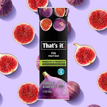 That's it. Fig Probiotic Fruit Bar Pack,. Just Real Fruit + Probiotics, 70 Calories Per Bar, All Natural, 2- Ingredients, Shelf Stable, Allergy-Friendly (12 Count)