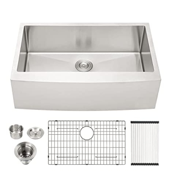 Lordear 33 Inch Farmhouse Kitchen Sink - Elegant 16 Gauge Stainless Steel with Round Corners