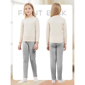 Kiiavoro Girls Fleece Lined Leggings - Warm Cotton Winter Pants for Toddlers