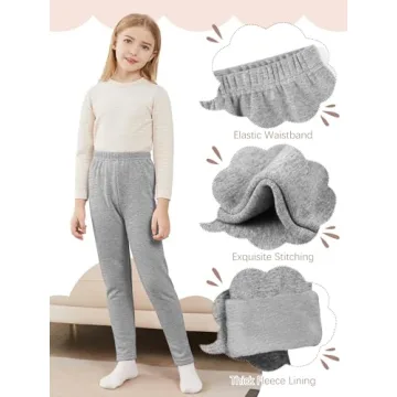 Kiiavoro Girls Fleece Lined Leggings for Winter Comfort