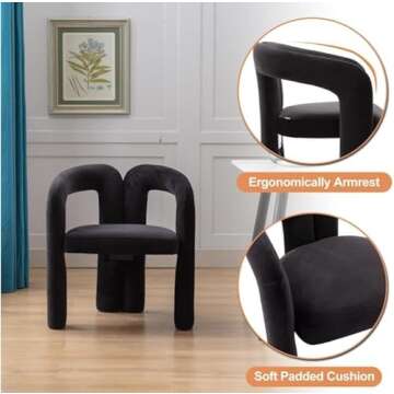 Topjia Modern Barrel Dining Chairs Set of 2,Velvet Upholstered Accent Side Chair with Arms Comfy Mak...