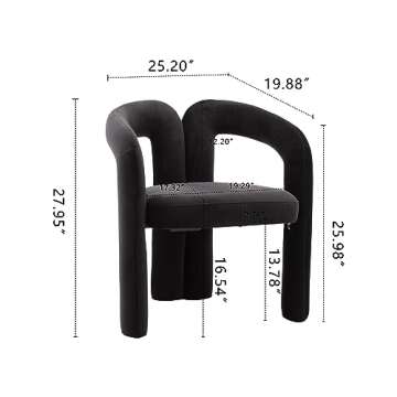 Topjia Modern Barrel Dining Chairs Set of 2,Velvet Upholstered Accent Side Chair with Arms Comfy Makeup Vanity Chairs,Back Comfy Side Chair,Lounge Arm Chair for Kitchen Living Room Chairs