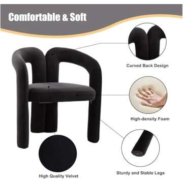 Topjia Modern Barrel Dining Chairs Set of 2,Velvet Upholstered Accent Side Chair with Arms Comfy Makeup Vanity Chairs,Back Comfy Side Chair,Lounge Arm Chair for Kitchen Living Room Chairs