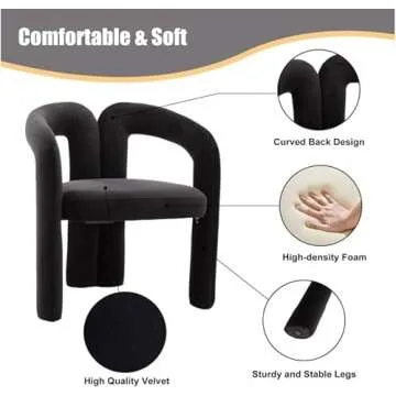 Topjia Modern Barrel Dining Chairs Set of 2,Velvet Upholstered Accent Side Chair with Arms Comfy Makeup Vanity Chairs,Back Comfy Side Chair,Lounge Arm Chair for Kitchen Living Room Chairs