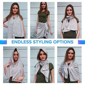 DefenderShield® EMF Protection + 5G Radiation Blocking Scarf - One Size for Men and Women (Grey)