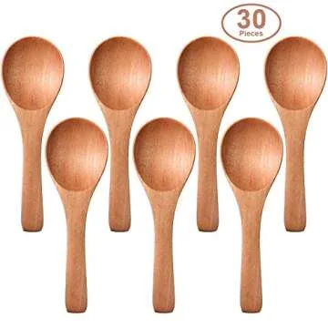 30 Mini Wooden Spoons for Kitchen & Serving Needs