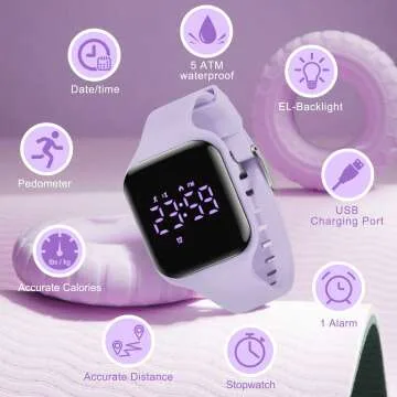 Digital Sport Watch for Kids Fitness Tracker Ages 5-12