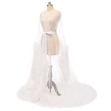 Yexinbridal Tulle Maternity Photoshoot Dress Sheer Puffy Bridal Robe Wedding Dressing Gown Long Illu...