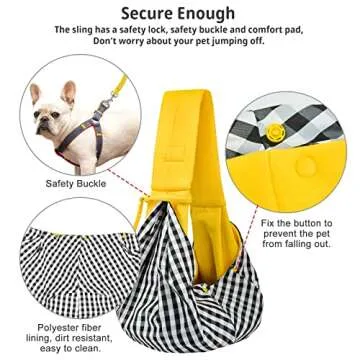 Cuby Dog and Cat Sling Carrier – Hands Free Reversible Pet Papoose Bag - Adjustable - Soft Pouch a...