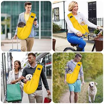 Cuby Dog and Cat Sling Carrier – Hands Free Reversible Pet Papoose Bag - Adjustable - Soft Pouch and Tote Design – Suitable for Puppy, Small Dogs, and Cats for Outdoor Travel (Yellow)