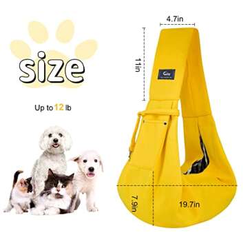 Cuby Dog and Cat Sling Carrier – Hands Free Reversible Pet Papoose Bag - Adjustable - Soft Pouch and Tote Design – Suitable for Puppy, Small Dogs, and Cats for Outdoor Travel (Yellow)