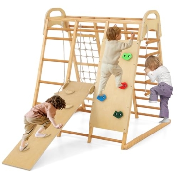 INFANS Indoor Jungle Gym - 8 in 1 Kids Montessori Climbing Playset