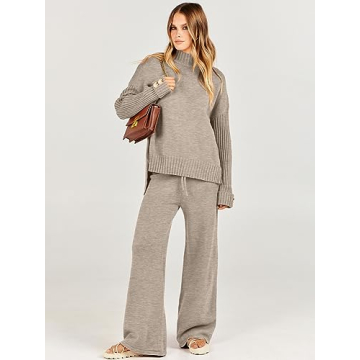Caracilia Women's Knit Sweater Set Fall Lounge Outfit