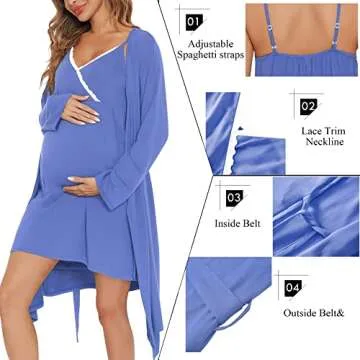Maternity Nursing Nightgown Robe Set for Moms