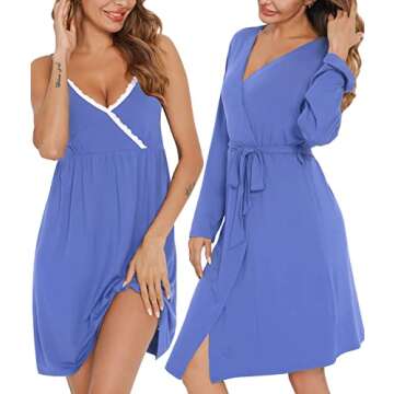 Maternity Nursing Nightgown Robe Set for Moms