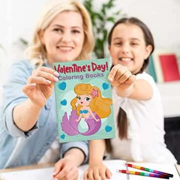 Funrous 28 Pcs Valentine's Day Coloring Books for Kids Bulk with 28 Stacking Crayons Valentines Activity Books with Crayons - Party Favors, Goodie Bag Stuffers & Classroom Exchange Gifts
