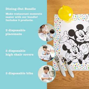 J.L. Childress Disney Baby Dining-Out Bundles - 3 Restaurant Bundles for Toddlers - Each Bundle Incl...