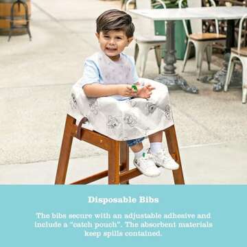 J.L. Childress Disney Baby Dining-Out Bundles - 3 Restaurant Bundles for Toddlers - Each Bundle Includes 1 Disposable Bib, 1 Disposable Placemat and 1 Disposable High Chair Cover - 9 Products Total