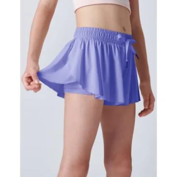 Trendy Girls 2-in-1 Butterfly Sports Shorts Set