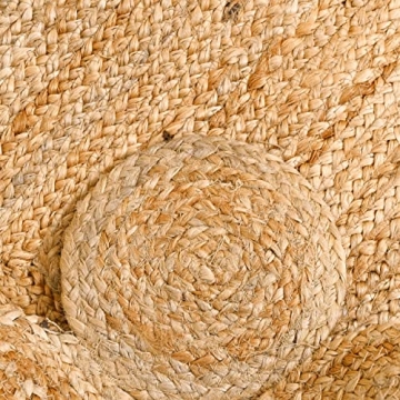 KLAVATE Bohemian Jute Scalloped Area Rug - Chic Design