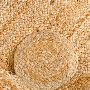 KLAVATE Bohemian Jute Scalloped Area Rug - Chic Design