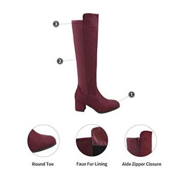 DREAM PAIRS Women's Burgundy Knee High Stretchy Fashion Boots Size 8.5 M US Jennifer-3
