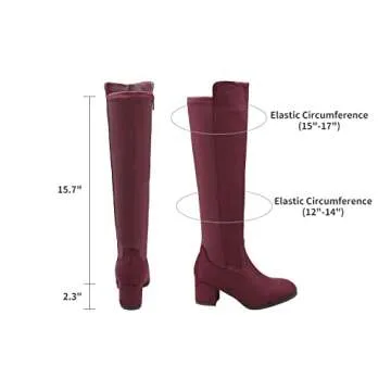 DREAM PAIRS Women's Burgundy Knee High Stretchy Fashion Boots Size 8.5 M US Jennifer-3