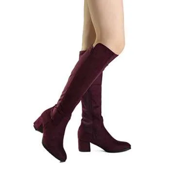DREAM PAIRS Women's Burgundy Knee High Stretchy Fashion Boots Size 8.5 M US Jennifer-3