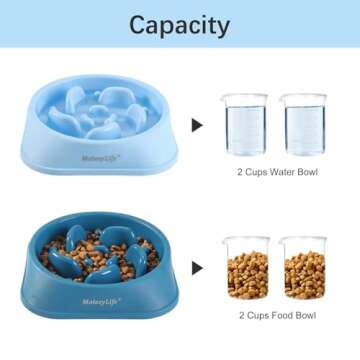 MateeyLife Slow Feeder Dog Bowls 2PCS for Healthy Eating